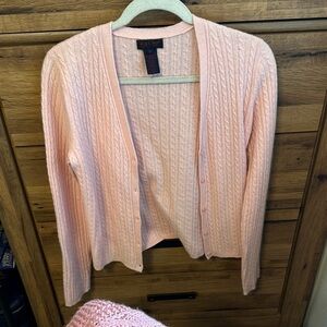 Ralph Lauren Pink Cable Knit Cardigan Sweater